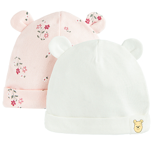 Winnie the Pooh white and pink all year beanies- 2 pack