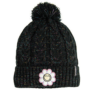 Smiley black winter beanie