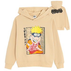 Sweatshirt beige with hoodie and NARUTO print