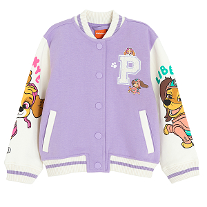 Paw Patrol purple with white sleeves zip through sweatshirt