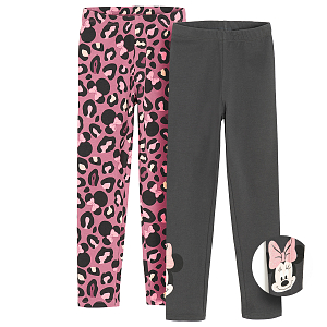 Minnie Mouse animal print and grey leggings- 2 pack