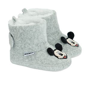 Mickey Mouse light grey newborn slippers