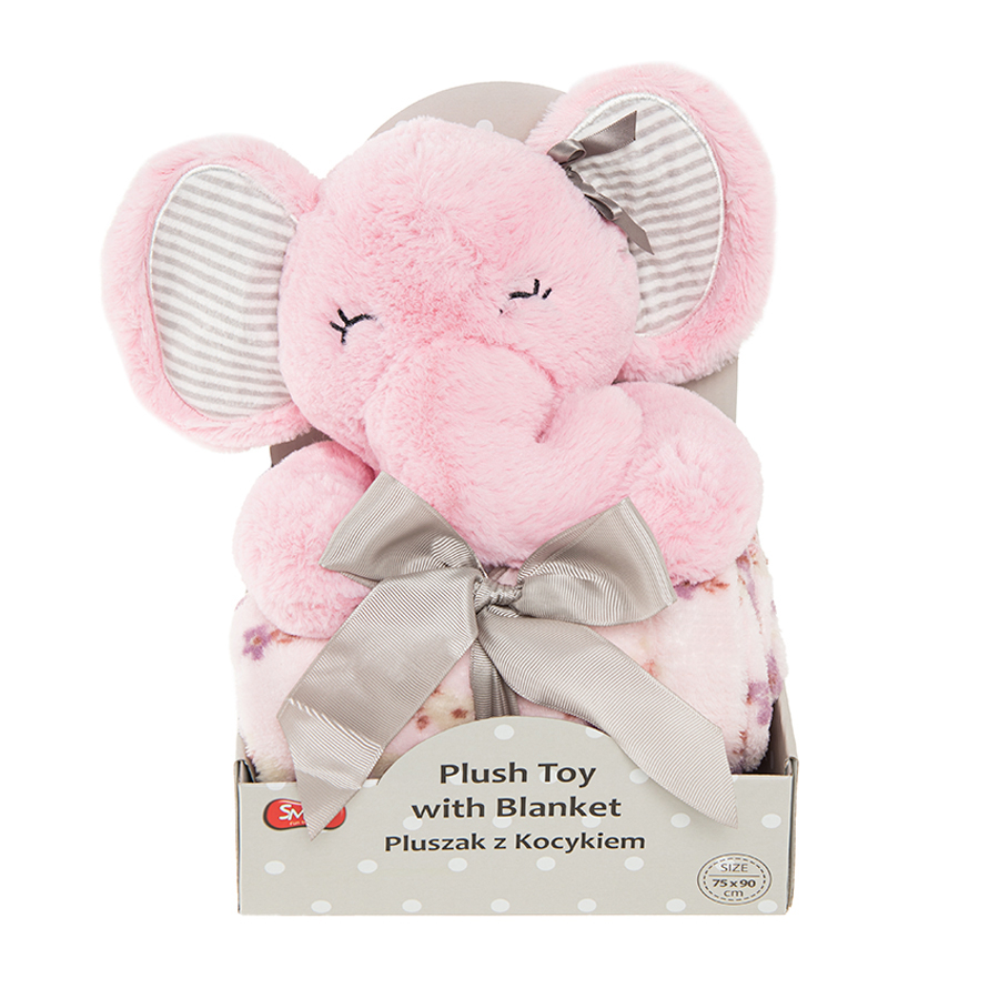 Blanket and elephant plush set