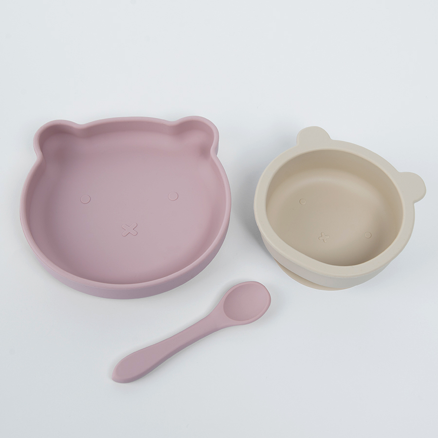 Food set, silicone plates and spon