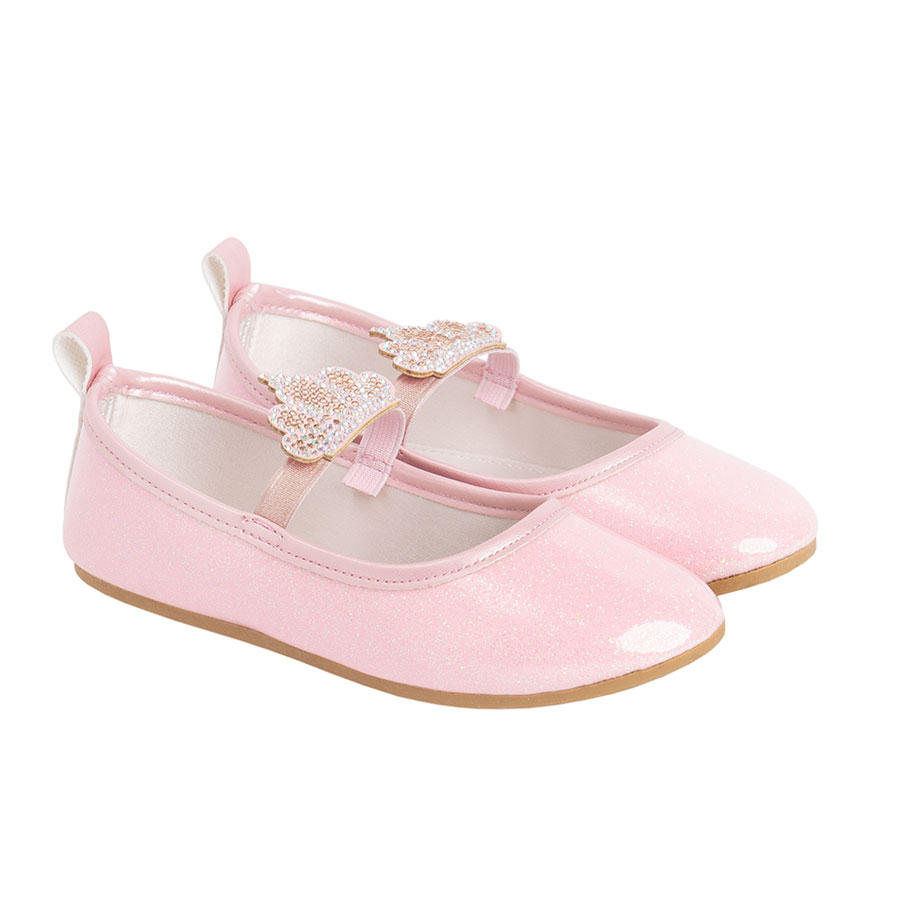 Pink ballerinas with crown barret