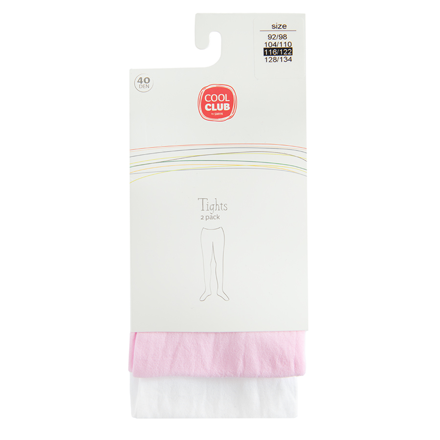 White and pink tights- 2 pack