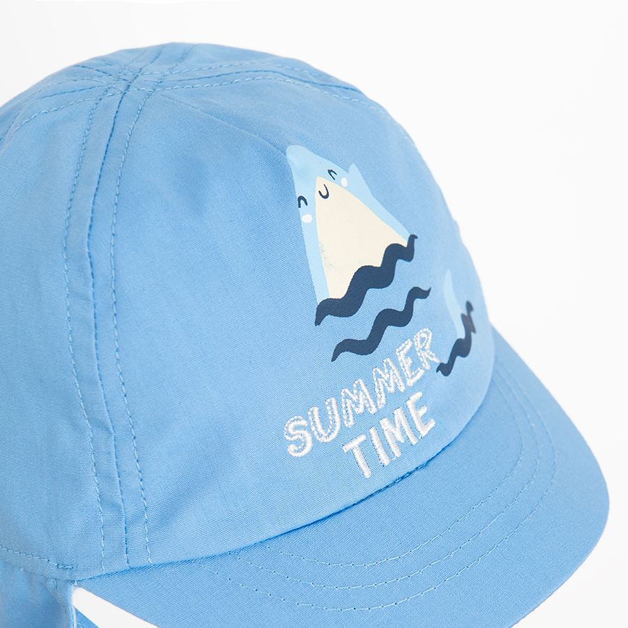 Blue hat with ears and whale print Summer Time