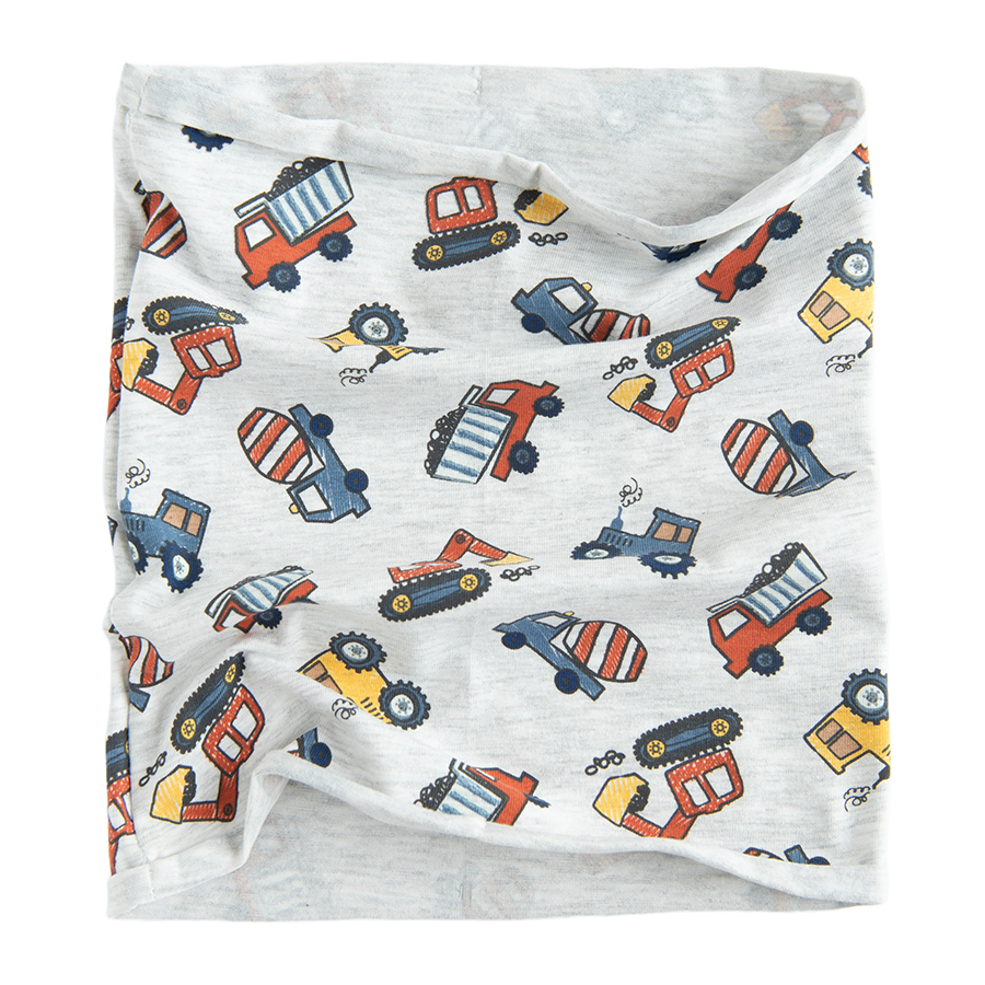 Grey snoodscarf with trucks print