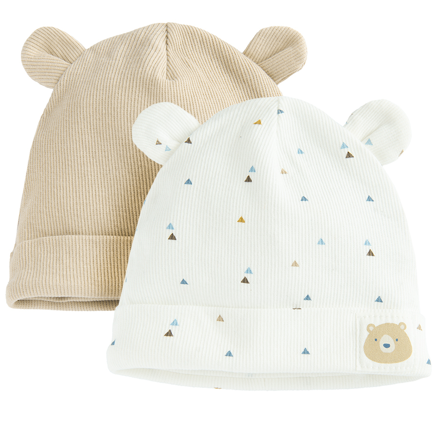 White and light blue all  year ear flap hat- 2 pack