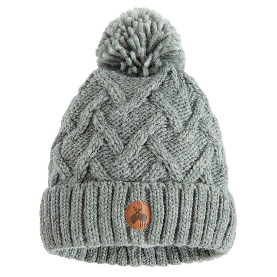 Grey winter beanie with pom pom