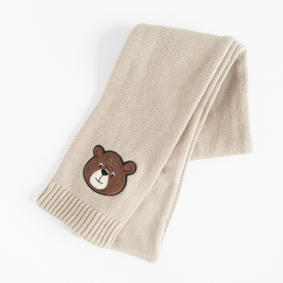 Ecru scarf with bear print