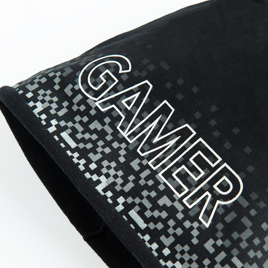 Black benie with GAMER and pixels print