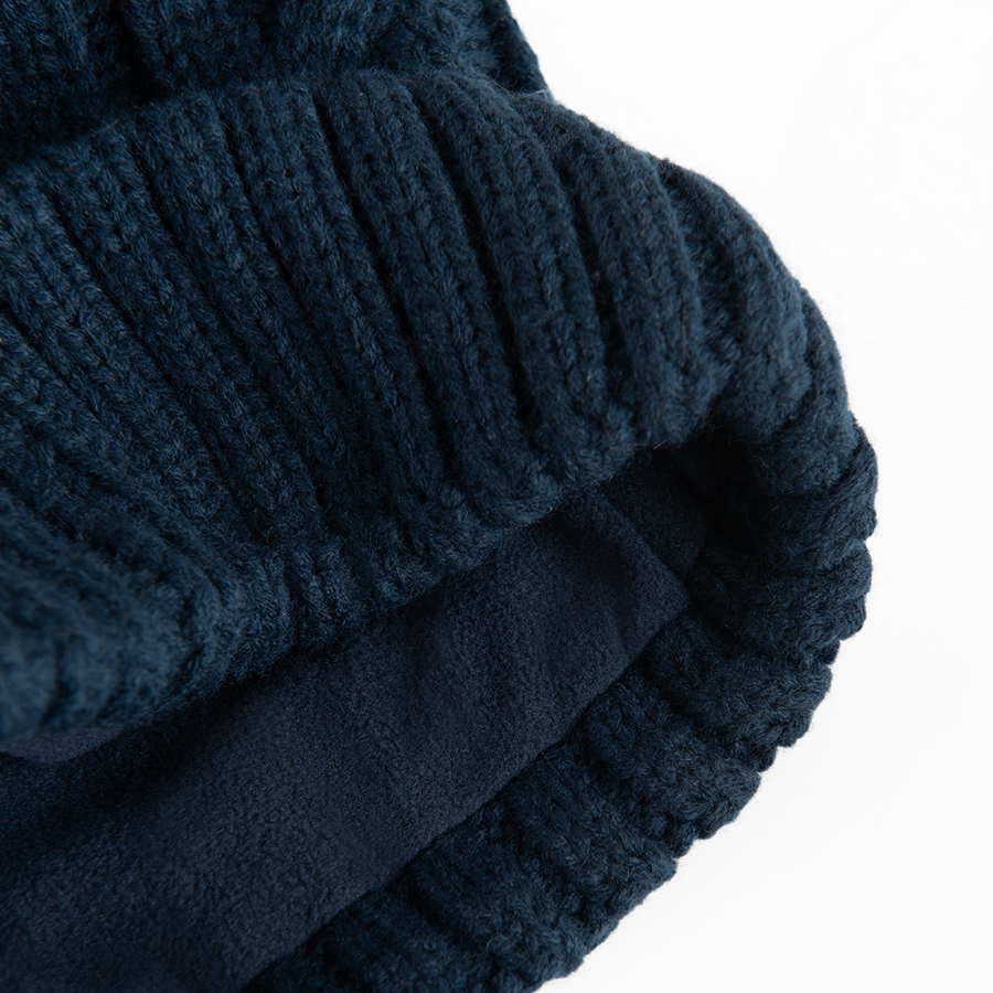 Blue winter beanie with pom pom