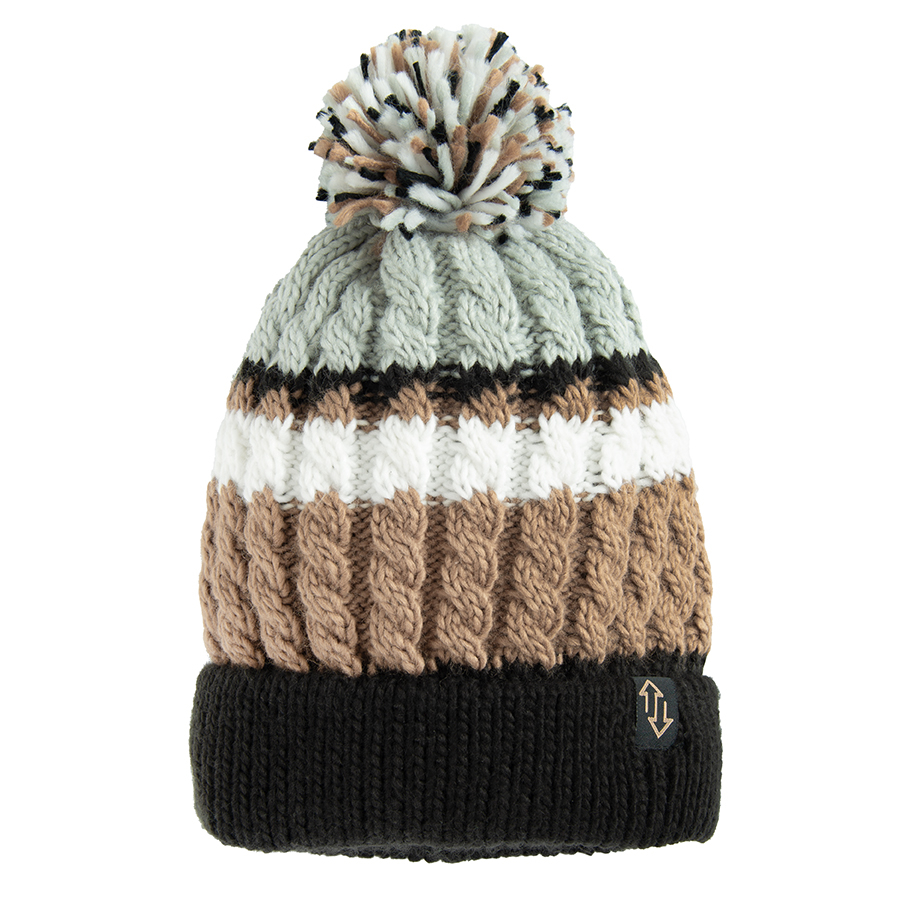 Black and brown stripes winter beanie