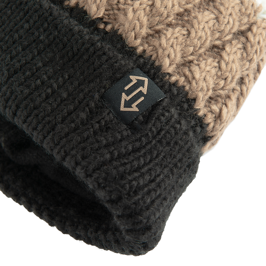 Black and brown stripes winter beanie