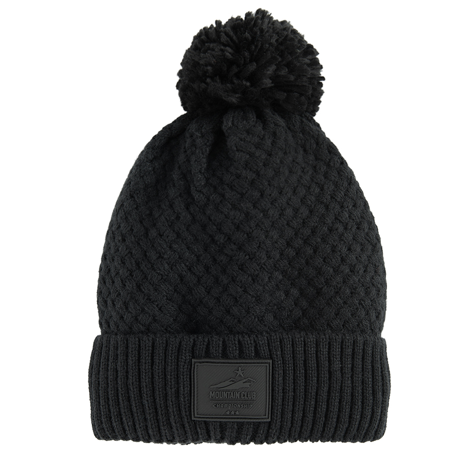 Black winter beanie with pom pom