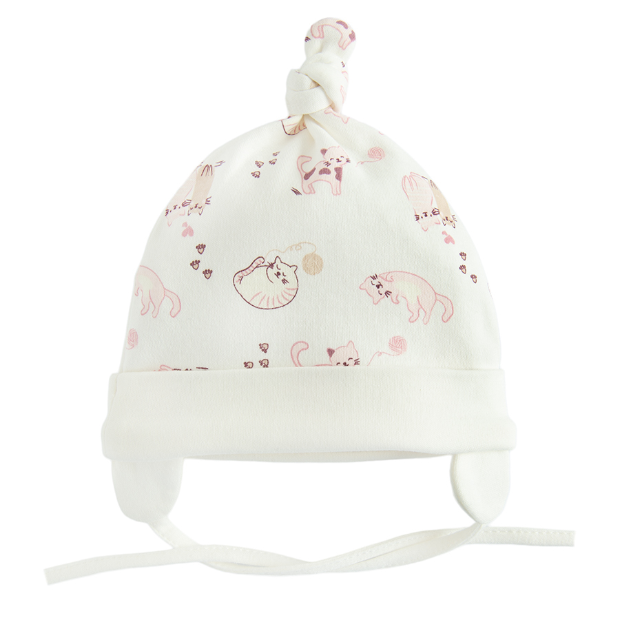 Pink and white and animals print all year earflap hats- 2 pack