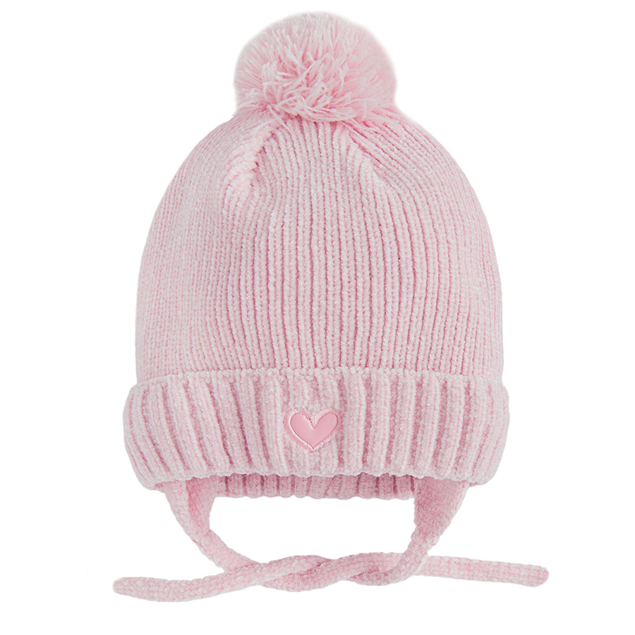 Pink winter ear flap hat