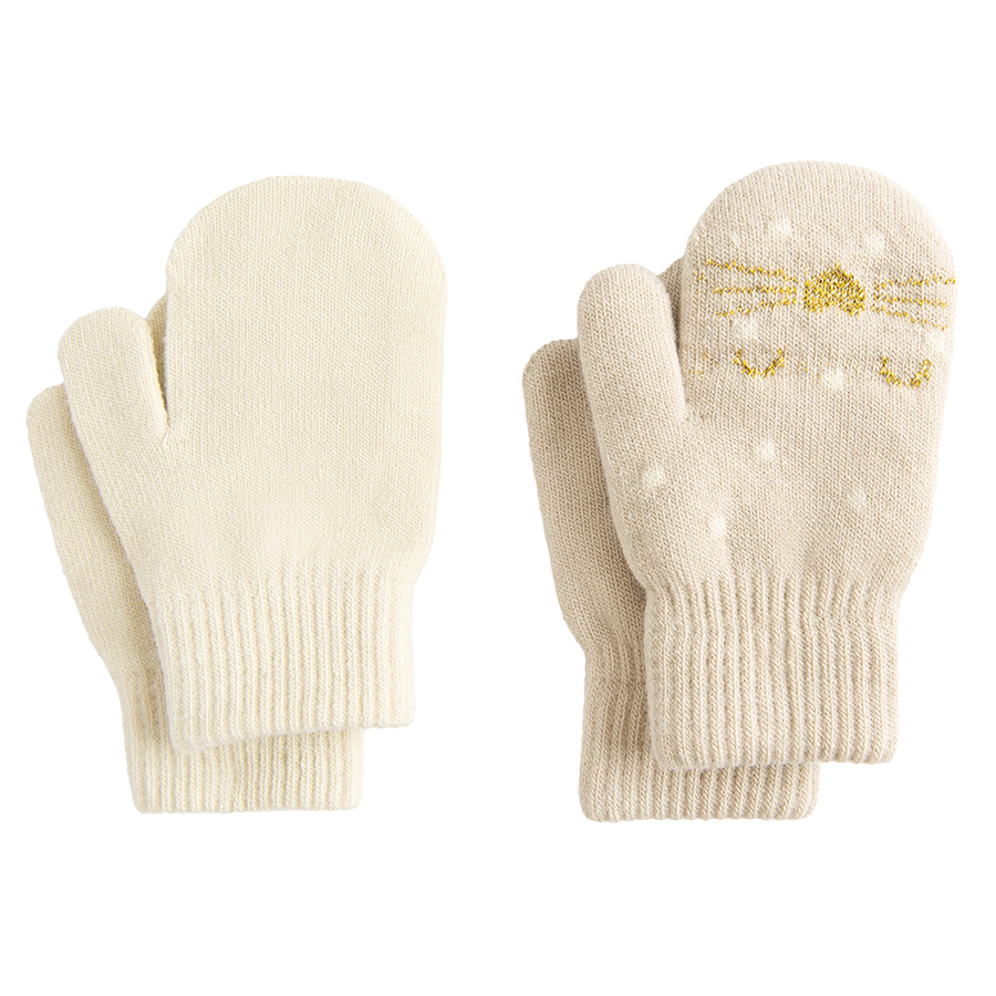 White and ecru gloves- 2 pack