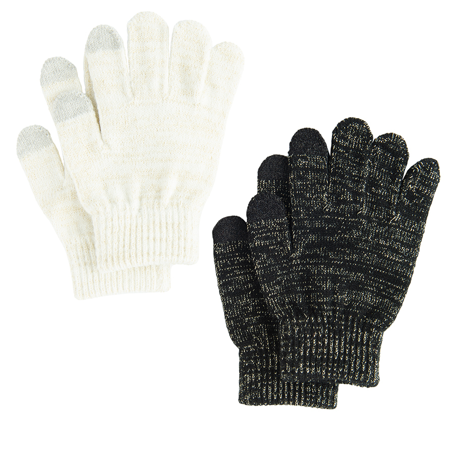 White and black gloves- 2 pack