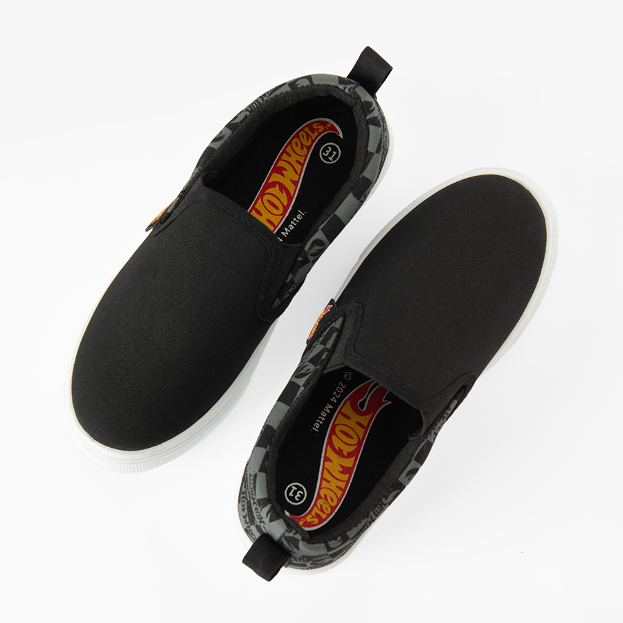 Black canvas slip on shoes