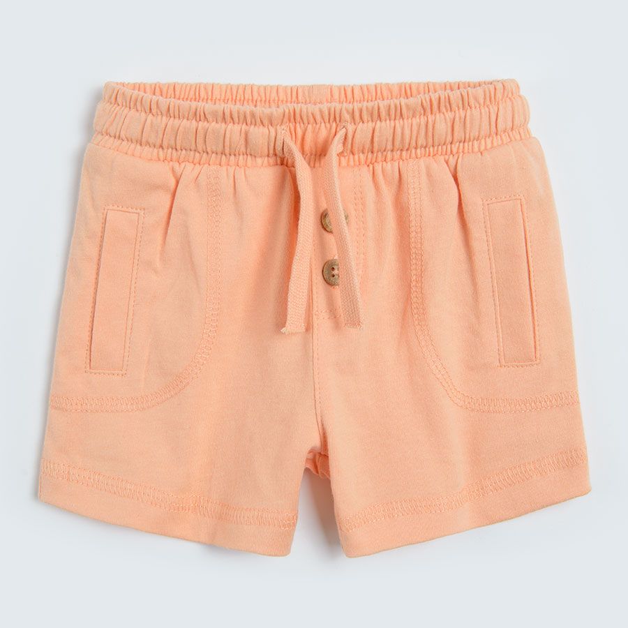 Peach and striped shorts with adjustable waist- 3 pack