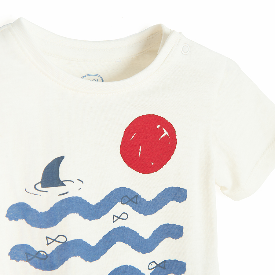 White and blue T-shirts with Sea, Sun, Fun print- 2 pack