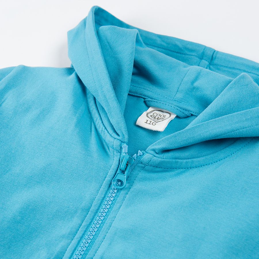 Blue zip through hooded sweatshirt