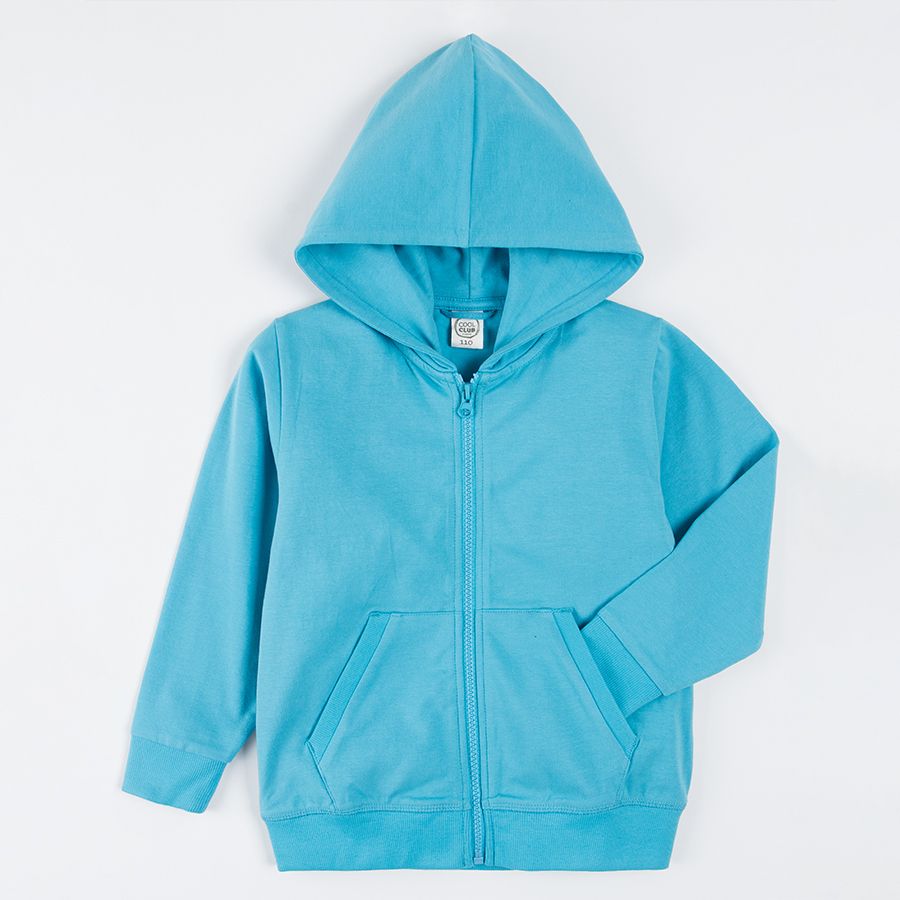 Blue zip through hooded sweatshirt