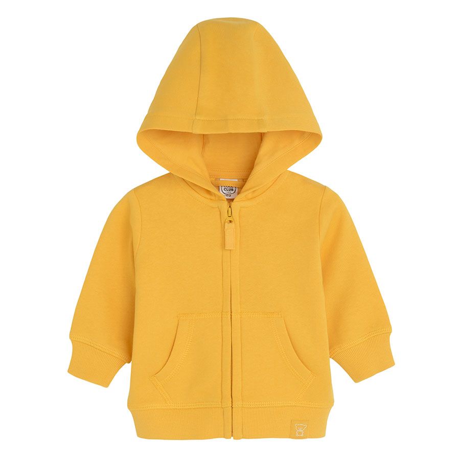 Yellow hooded zip through sweatshirt