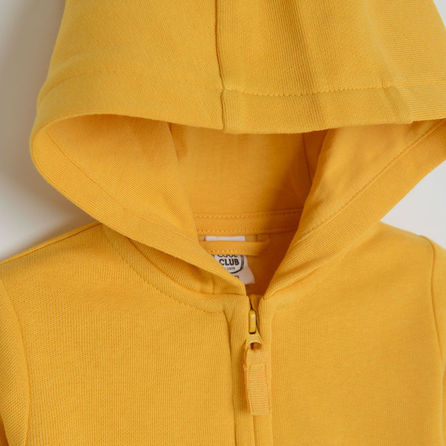 Yellow hooded zip through sweatshirt