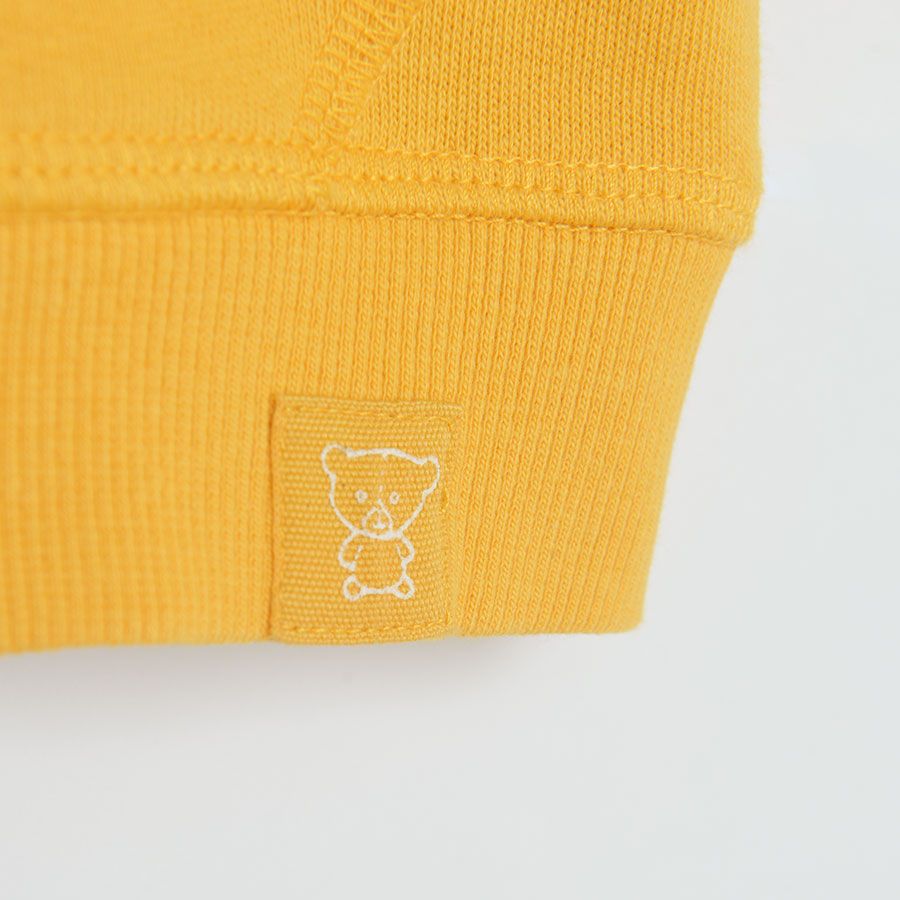 Yellow hooded zip through sweatshirt