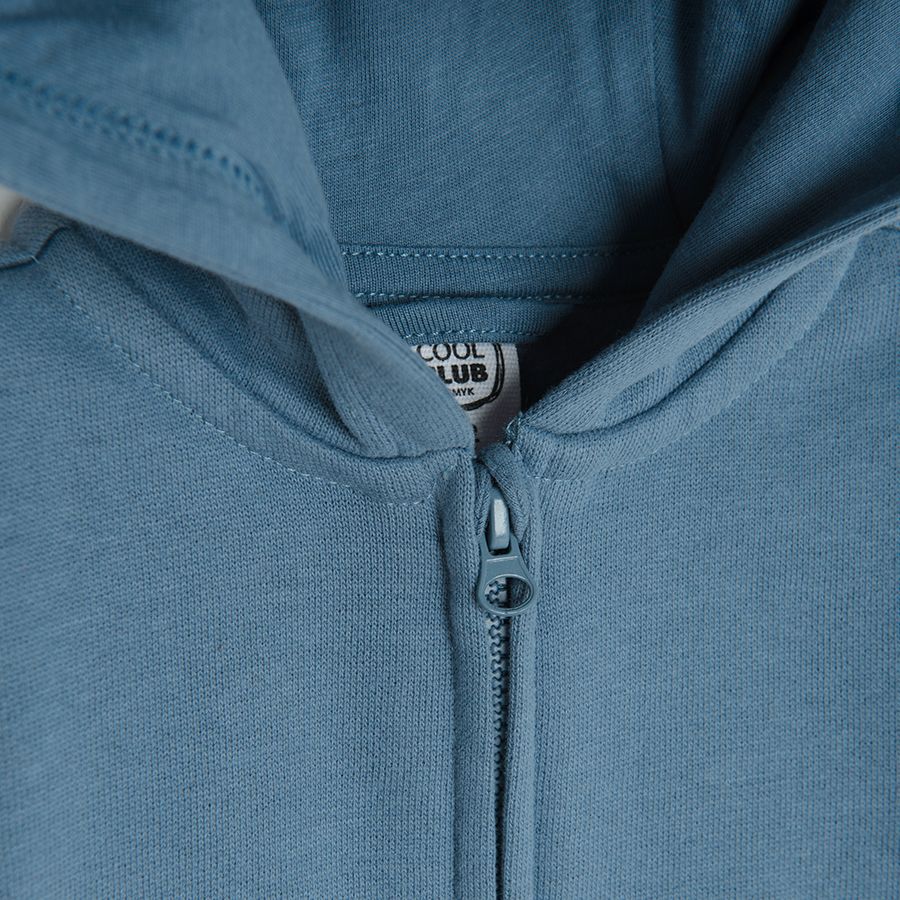 Blue zip through hooded sweatshirt