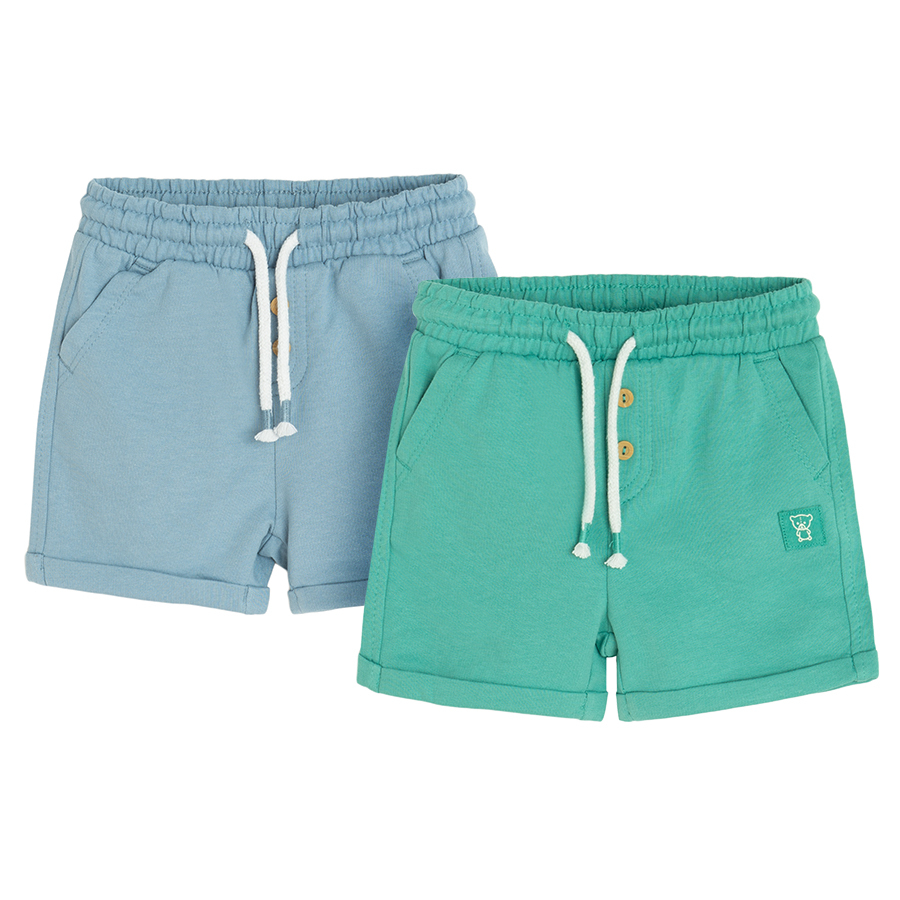 Green and lilac shorts with cord- 2 pack