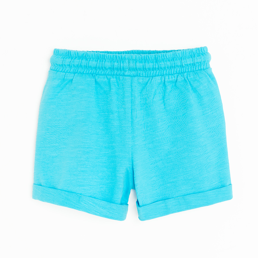 Turquoise shorts with cord and buttons