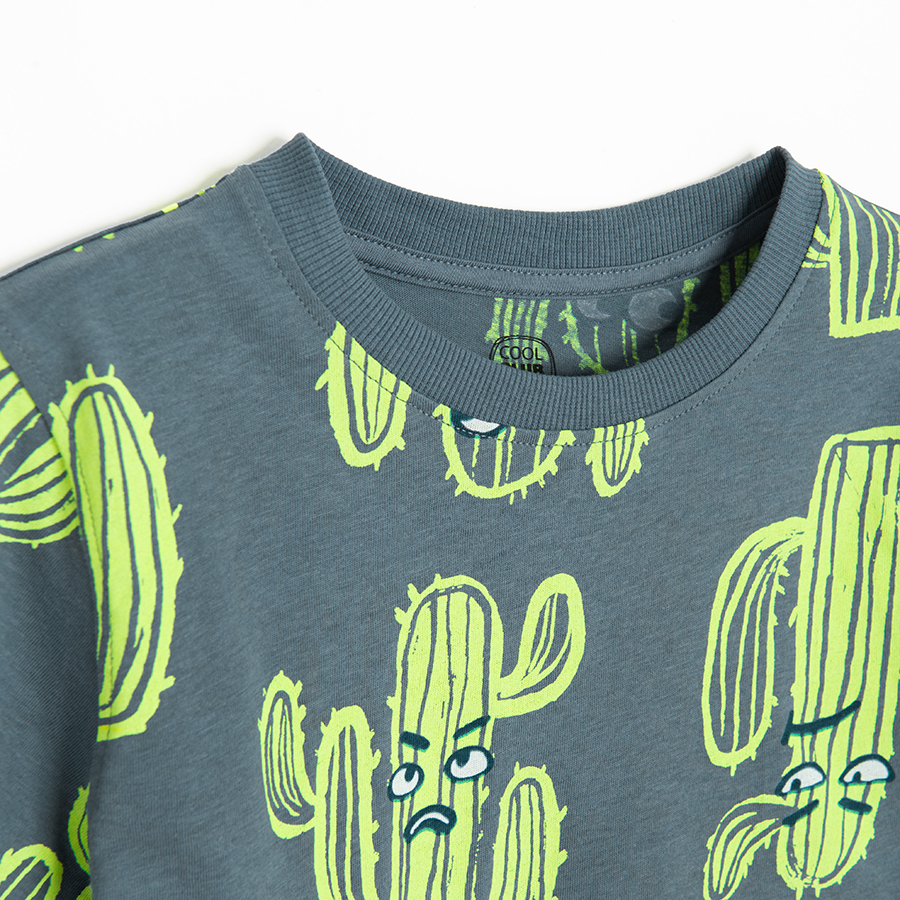 Graphite T-shirt with cactus print