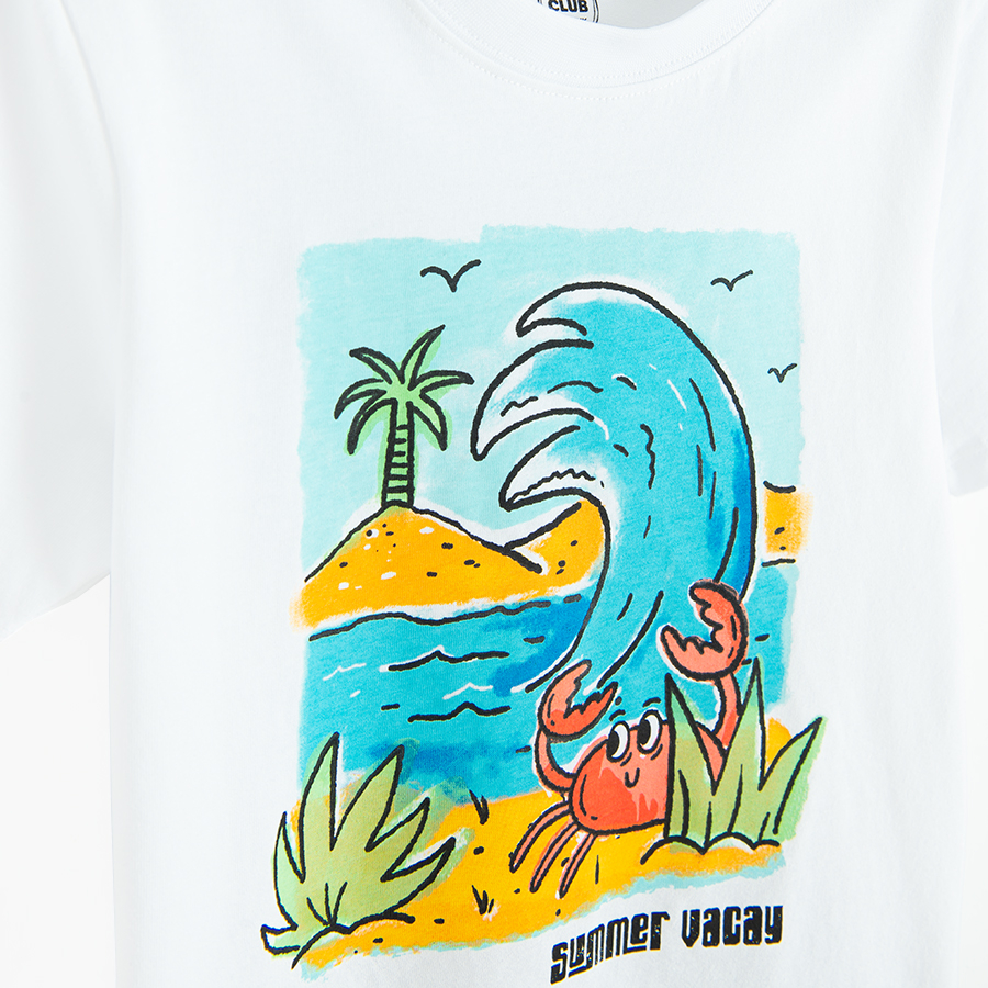 White T-shirt with Summer Vacay print