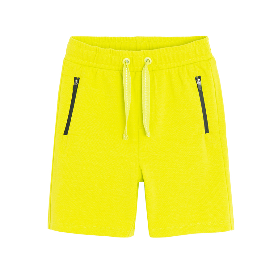 Yellow shorts with cord on the waist