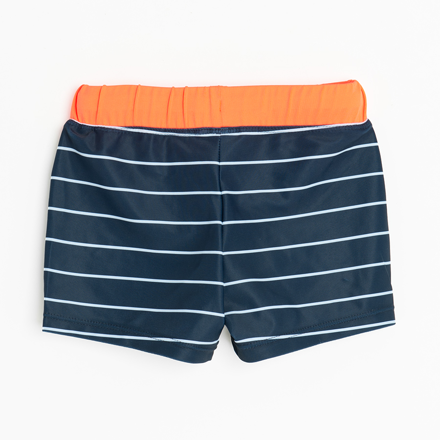 Blue with white stripes trunk bathing suit