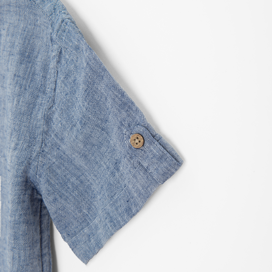 Denim short sleeve button down shirt