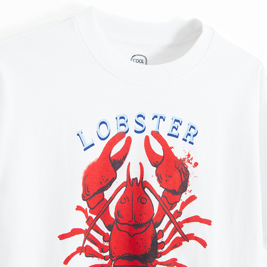 White T-shirt with Lobster print