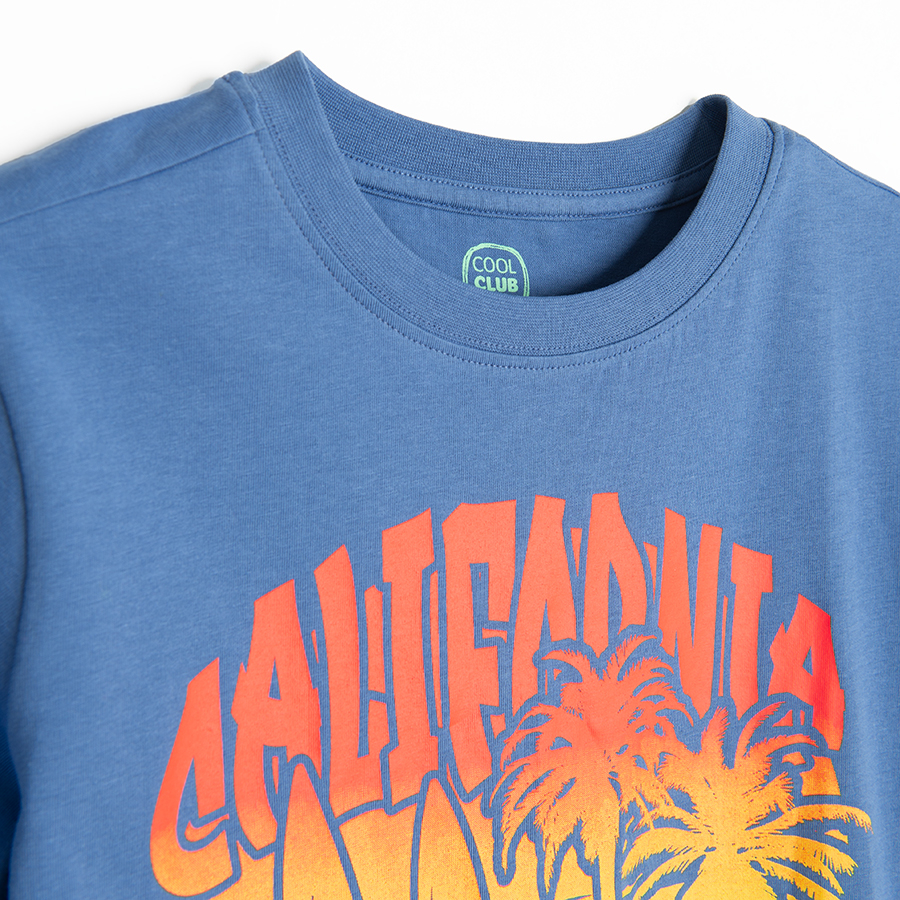 Purple T-shirt with California Sunset print