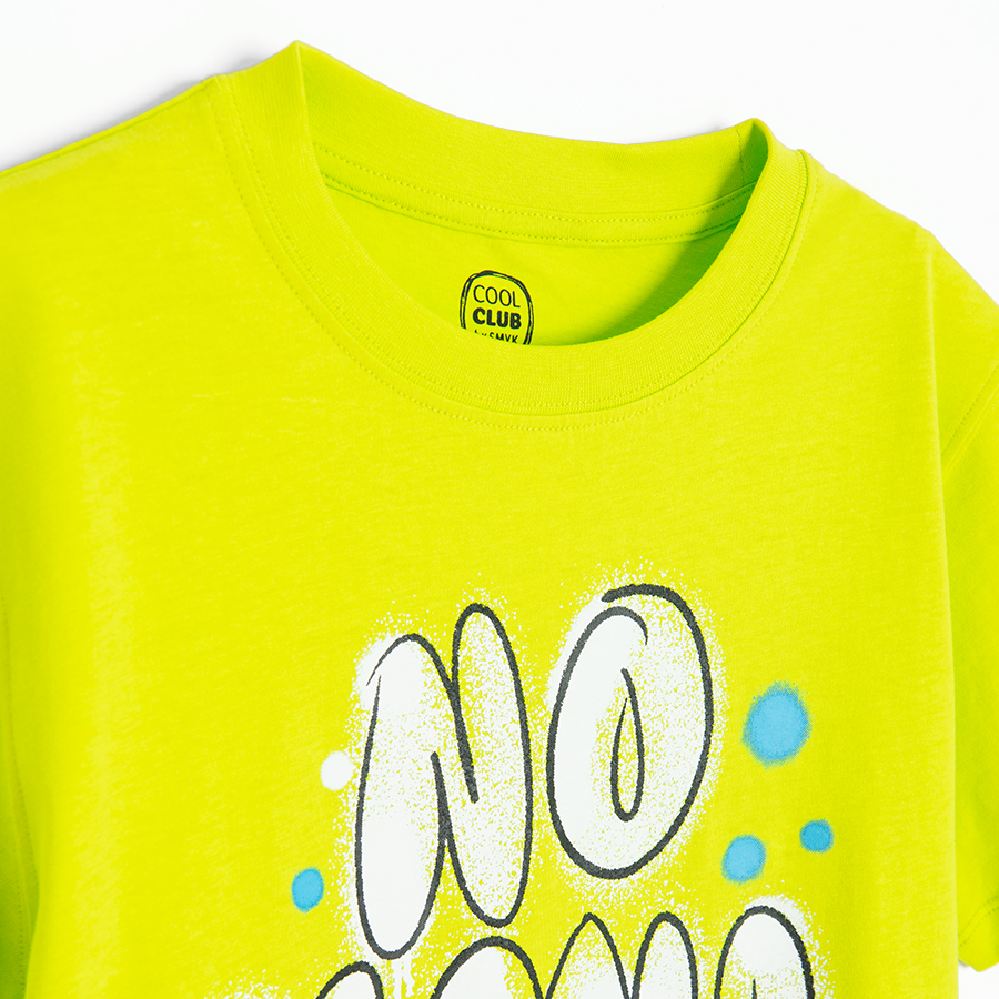 Fluo yellow T-shirt with No Plans $ the Summer print