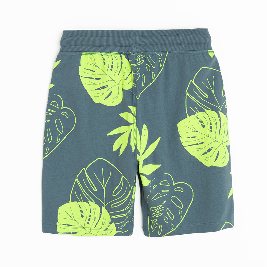 Dark grey short with leaves print