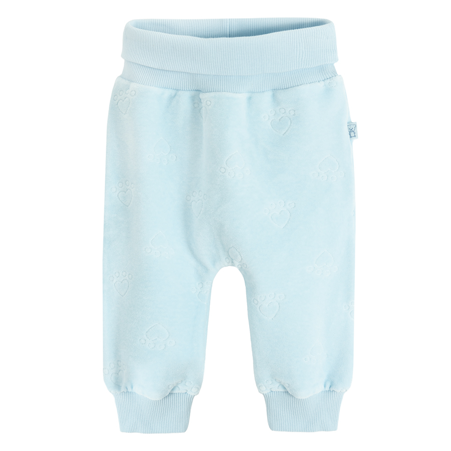 Footless light blue leggings with footprints