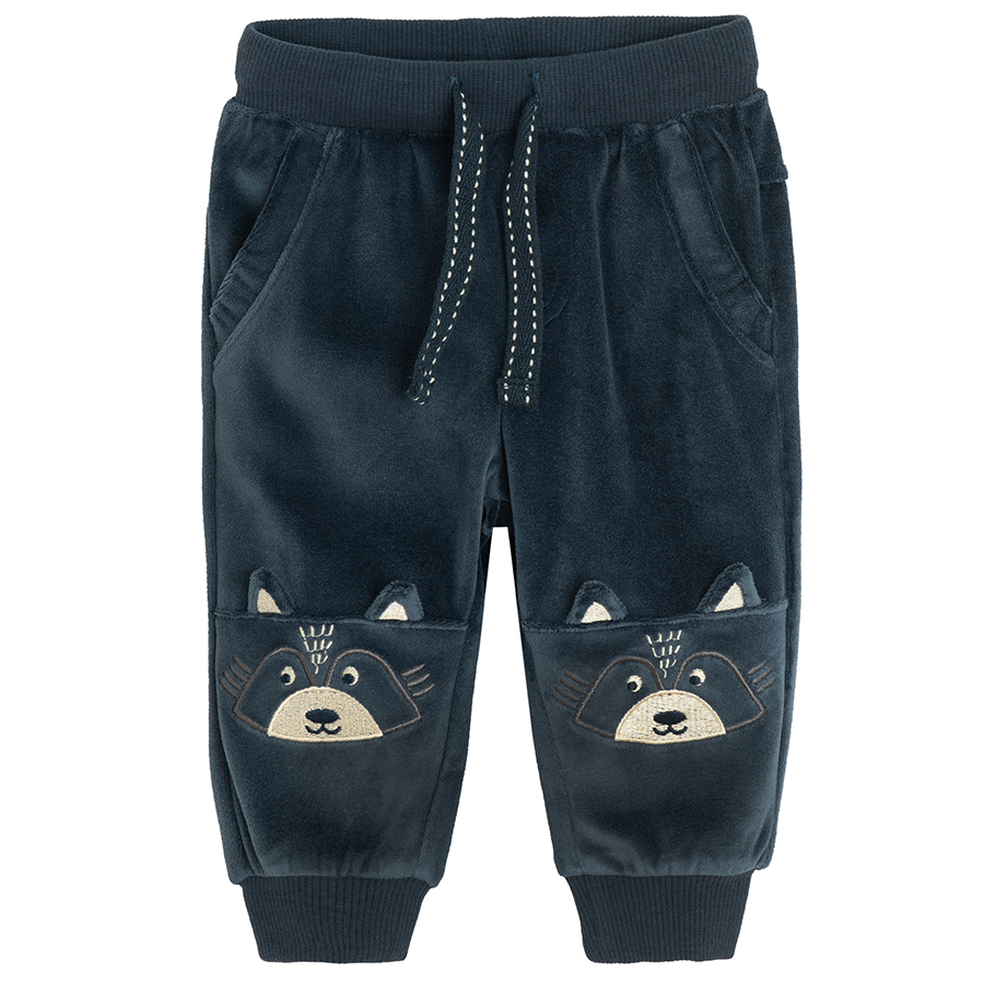 Blue jogging set with racoon face on knees print- 2 pieces