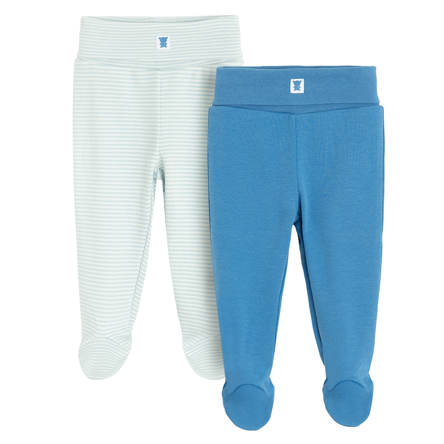 Blue and light blue footed leggings- 2 pack