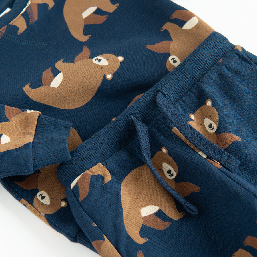 Blue with bears print jogging set, sweatshirt and jogging pants- 2 pieces