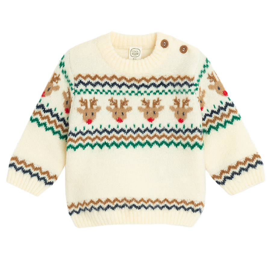 White sweater with raindeer print