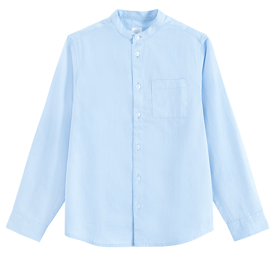 Blue button down classi shirt with Mao collar